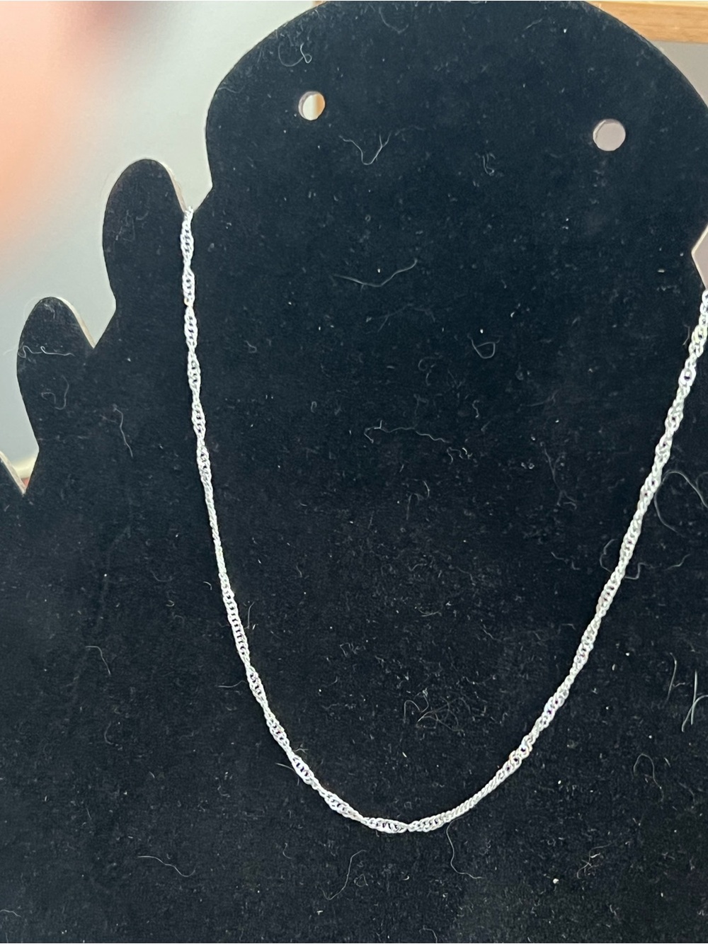 925 Sterling Silver Singapore Chain Necklace 17” Twisted Delicate